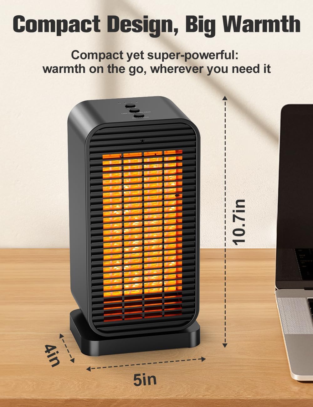 BALKO Space Heater, Portable Electric Heaters for Indoor Use with Thermostat, Fan Mode, Remote Control, Tip-over & Overheat Protection, 1500W PTC Ceramic Safety Heaters for Large Room/Office/Bedroom