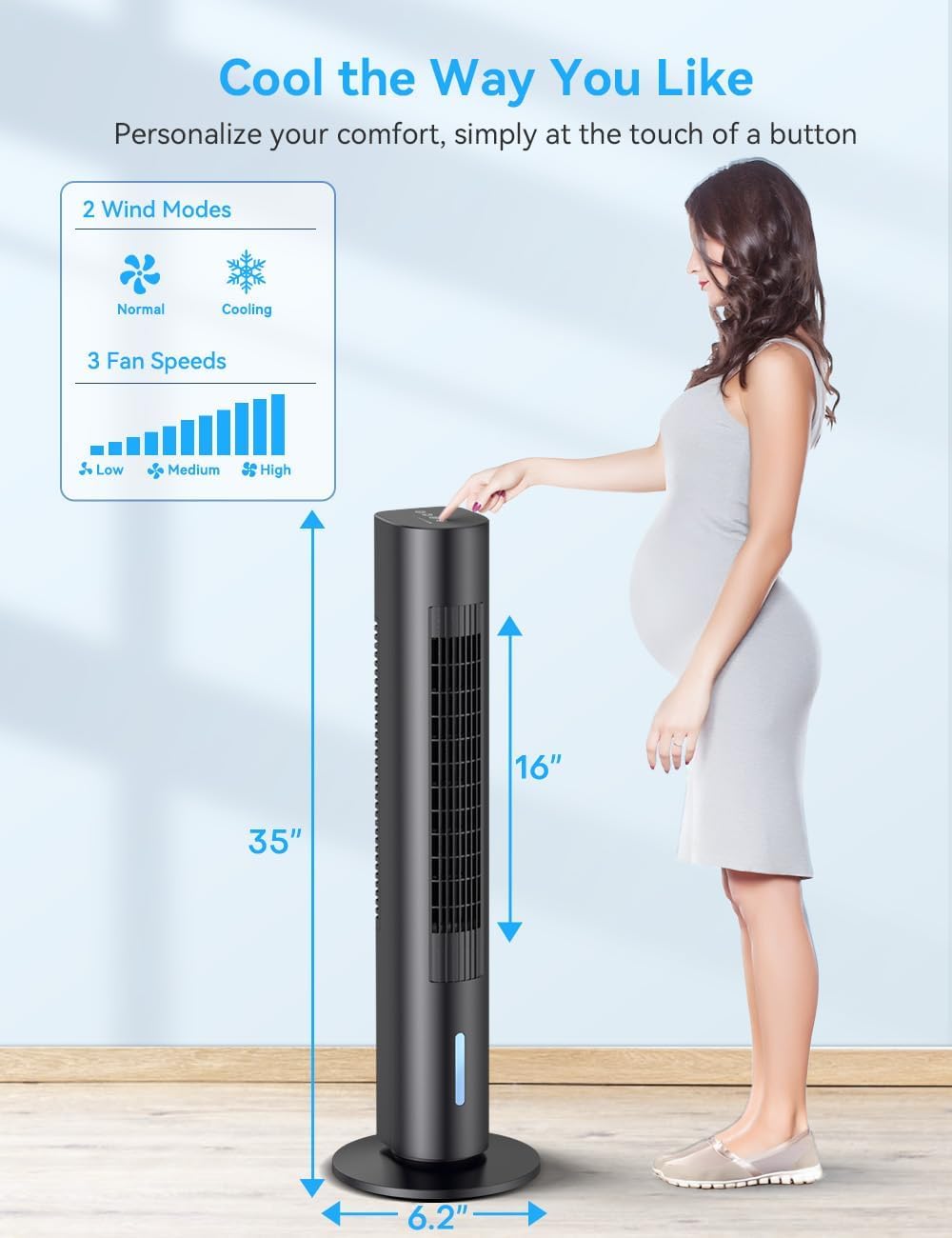 BALKO TS03Y Evaporative Air Cooler, 344.8"D x 6.18"W x 5.31"H, Dark Grey