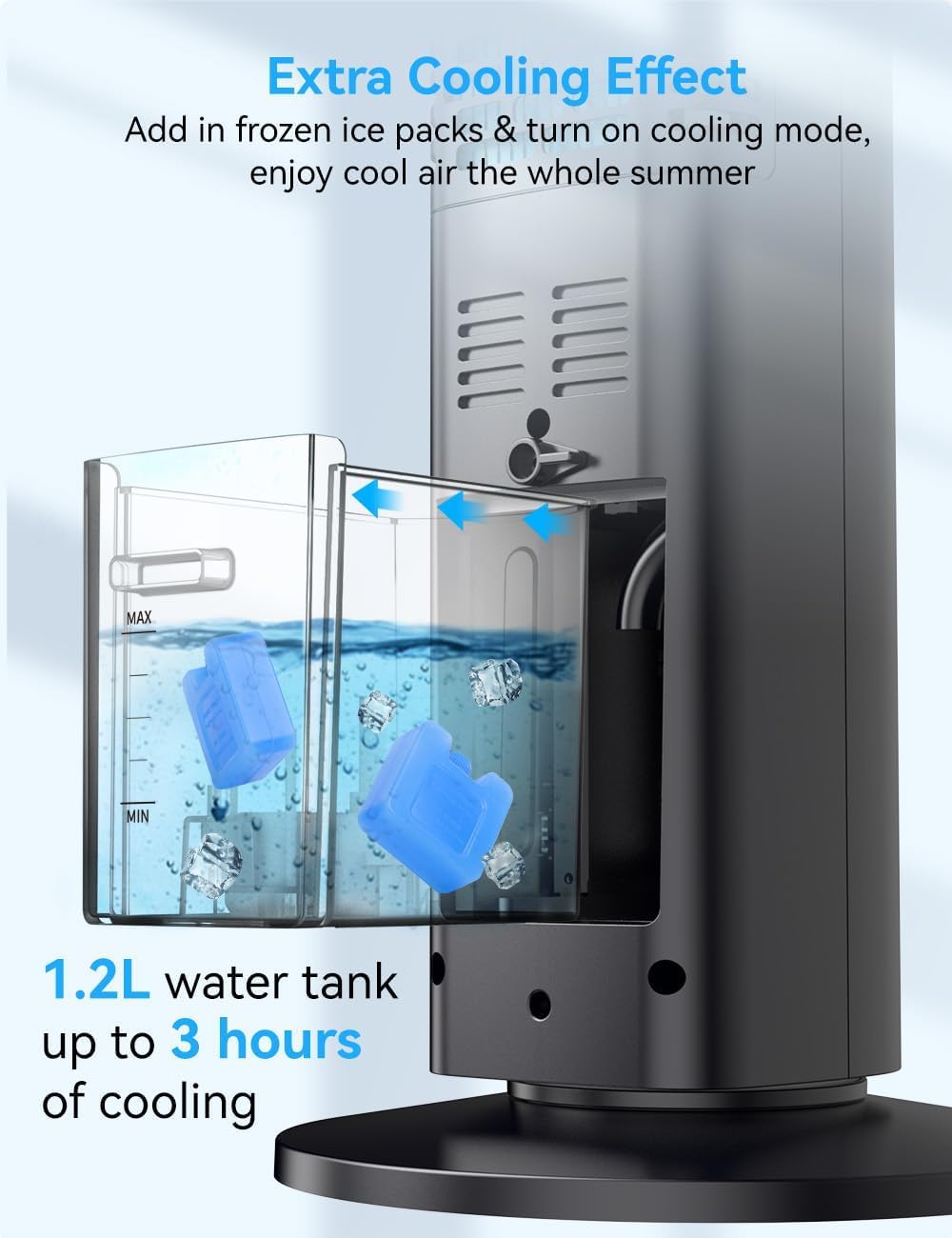 BALKO TS03Y Evaporative Air Cooler, 344.8"D x 6.18"W x 5.31"H, Dark Grey