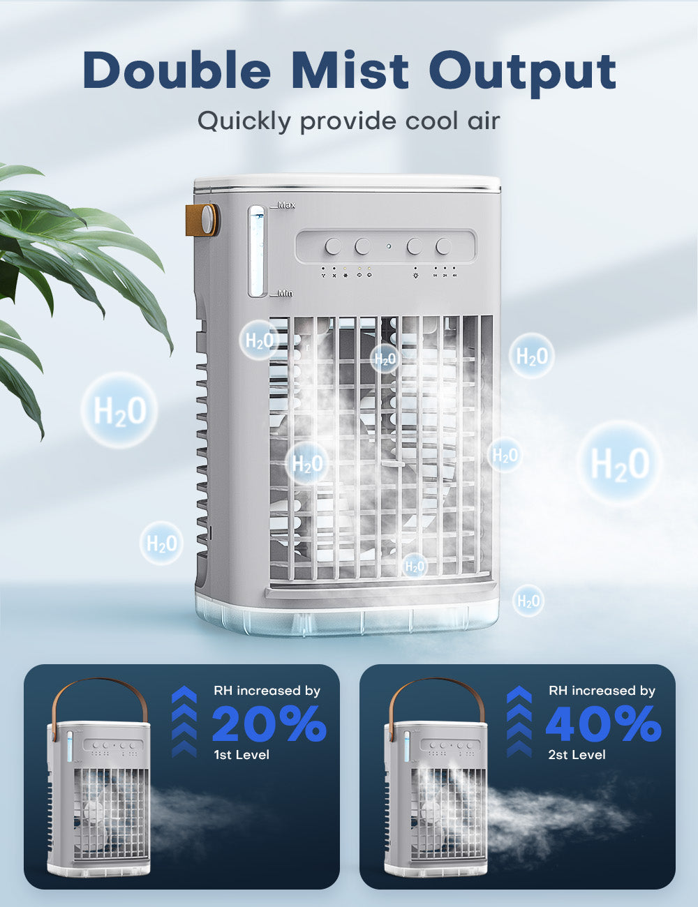 BALKO 3-IN-1 Personal Air Conditioner with Remote, 3 Speeds, 7-Color Night Light, USB Powered Small Air Cooler, Quiet & Powerful Cooling Fan, Mini Evaporative Air Cooler for Room Car Bedroom - Gray