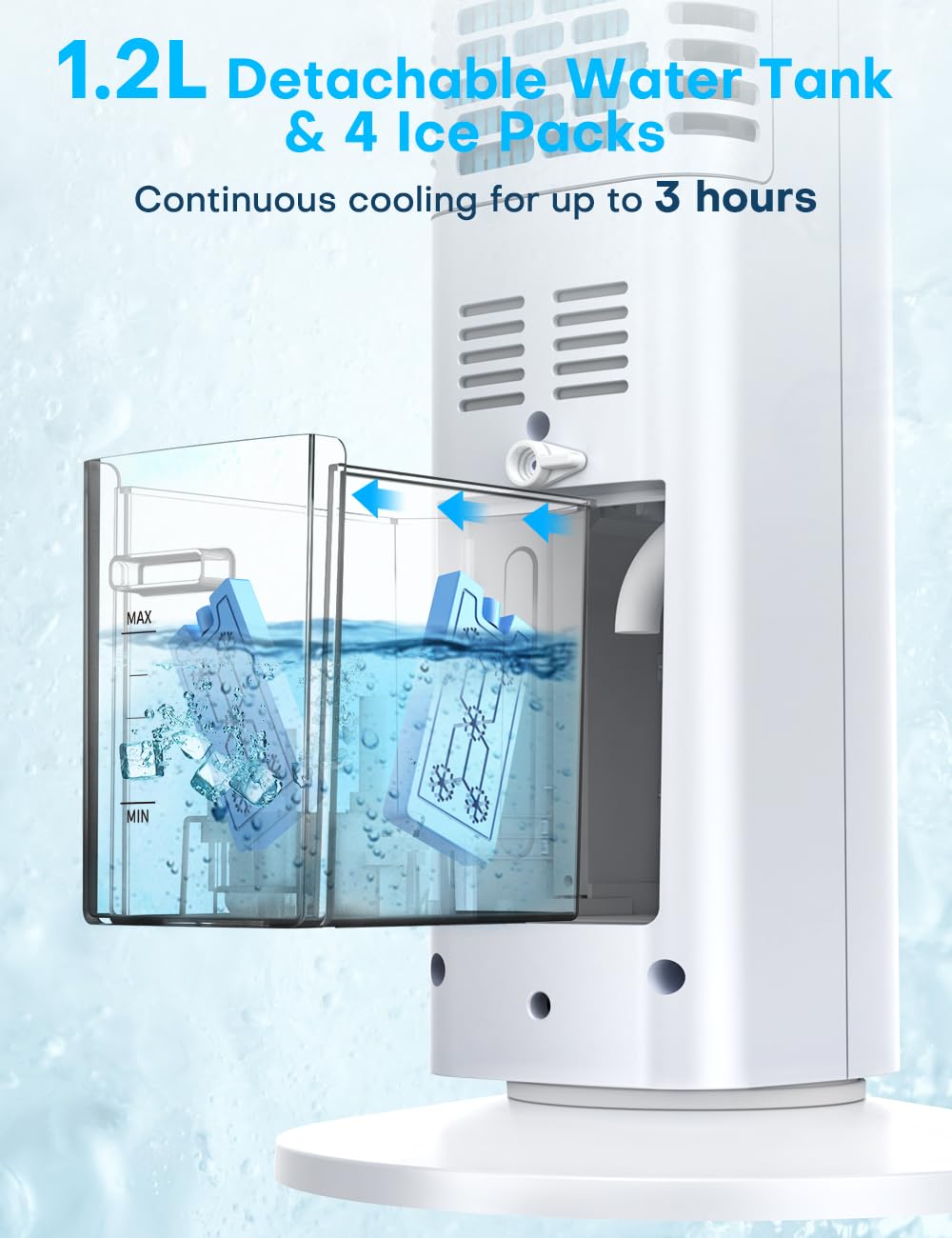 BALKO TS03Y Evaporative Air Cooler, White/Gray