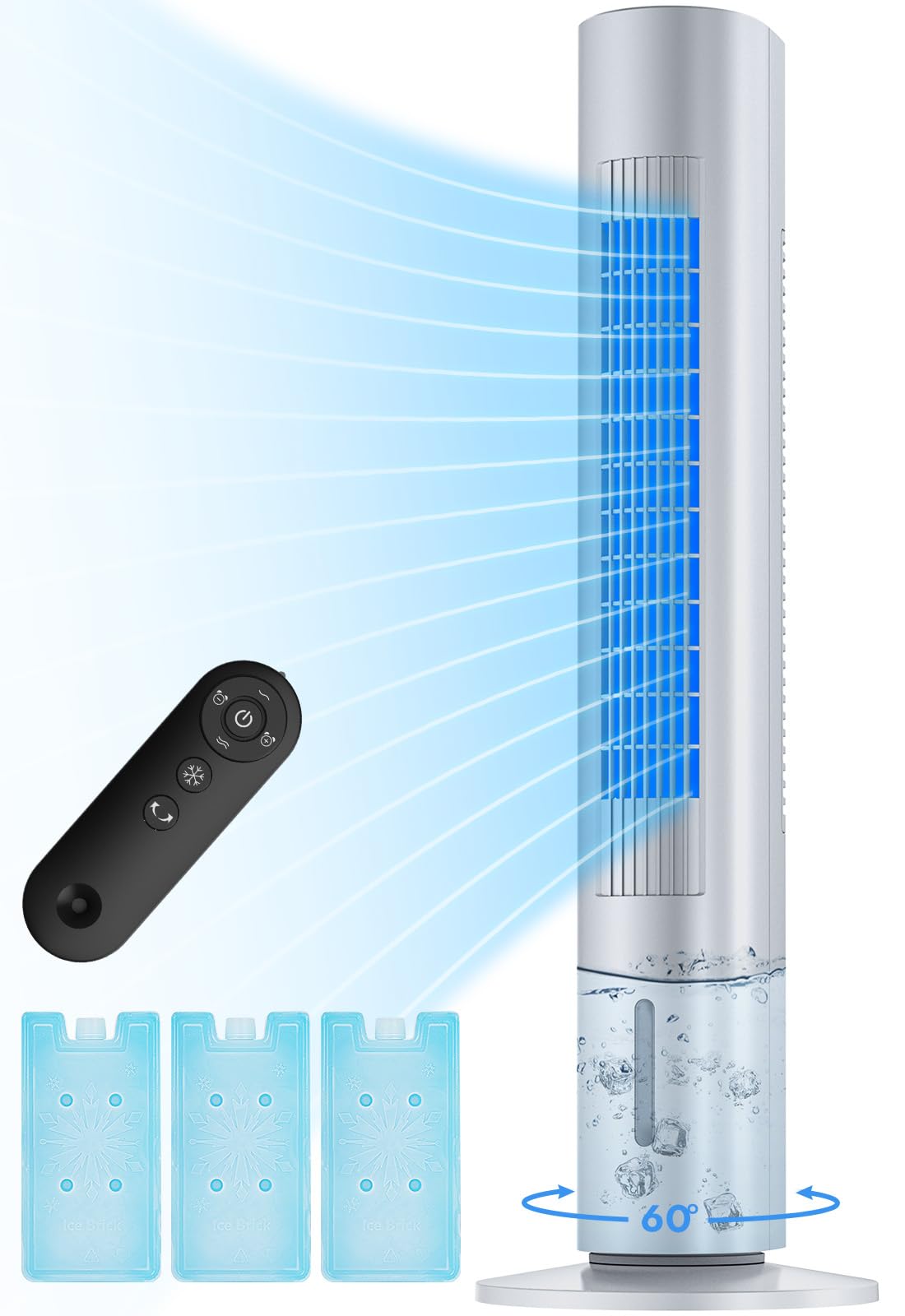 BALKO TF02 Evaporative Air Cooler, 34.8"D x 6.18"W x 5.31"H, Off- White