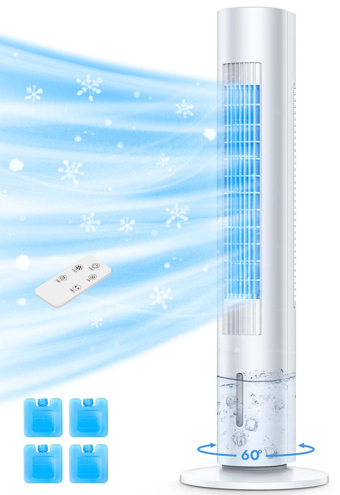 BALKO TS03Y Evaporative Air Cooler, White/Gray