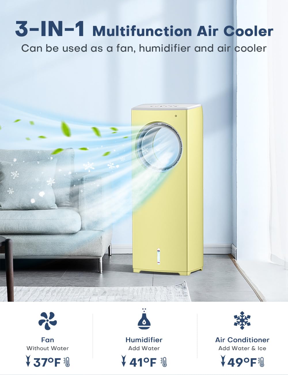 BALKO 1901R Evaporative Air Cooler, Yellow