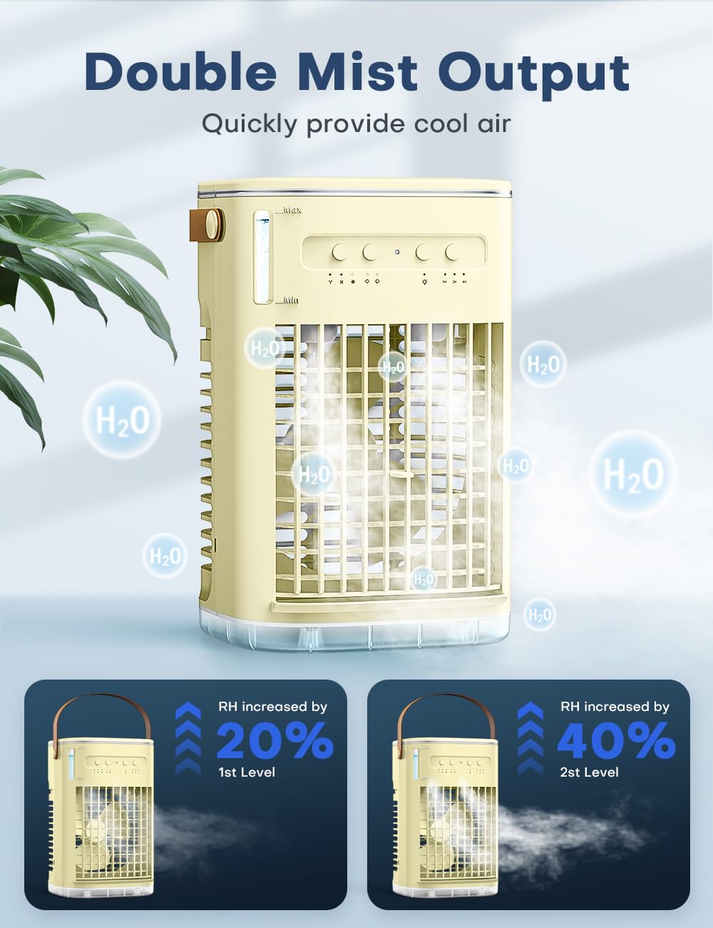 BALKO 3-IN-1 Personal Air Conditioner with Remote, 3 Speeds, 7-Color Night Light, USB Powered Small Air Cooler, Quiet & Powerful Cooling Fan, Mini Evaporative Air Cooler for Room Car - Yellow