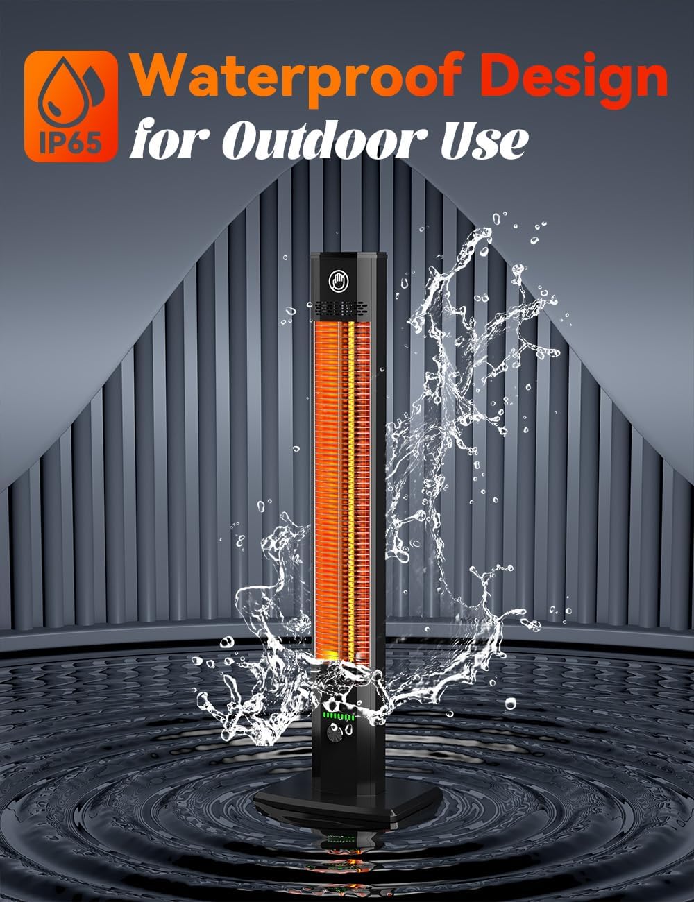 BALKO 42INCH Outdoor Heater, 9 Heat Levels & 540Min Timer, Child Safety Lock, IP65 Waterproof Garage Heater, 1500W Infrared Heating,Tip-Over & Overheat Protection, Patio Heaters for Outdoor Use Indoor