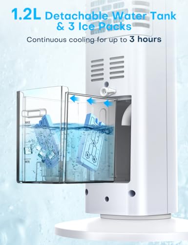 BALKO 35 INCH Evaporative Air Cooler, 2024 Upgraded Swamp Cooler Air Conditioner w/Cooling Mode, 3 Speeds, Smart Timer for Auto-Off, 20Ft Remote, 70° Wider Oscillation, Air Cooler for Room Bedroom