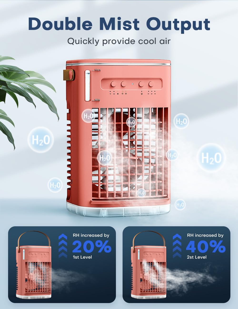 BALKO 3-IN-1 Personal Air Conditioner with Remote, 3 Speeds, 7-Color Night Light, USB Powered Small Air Cooler, Quiet & Powerful Cooling Fan, Mini Evaporative Air Cooler for Room Car - Red