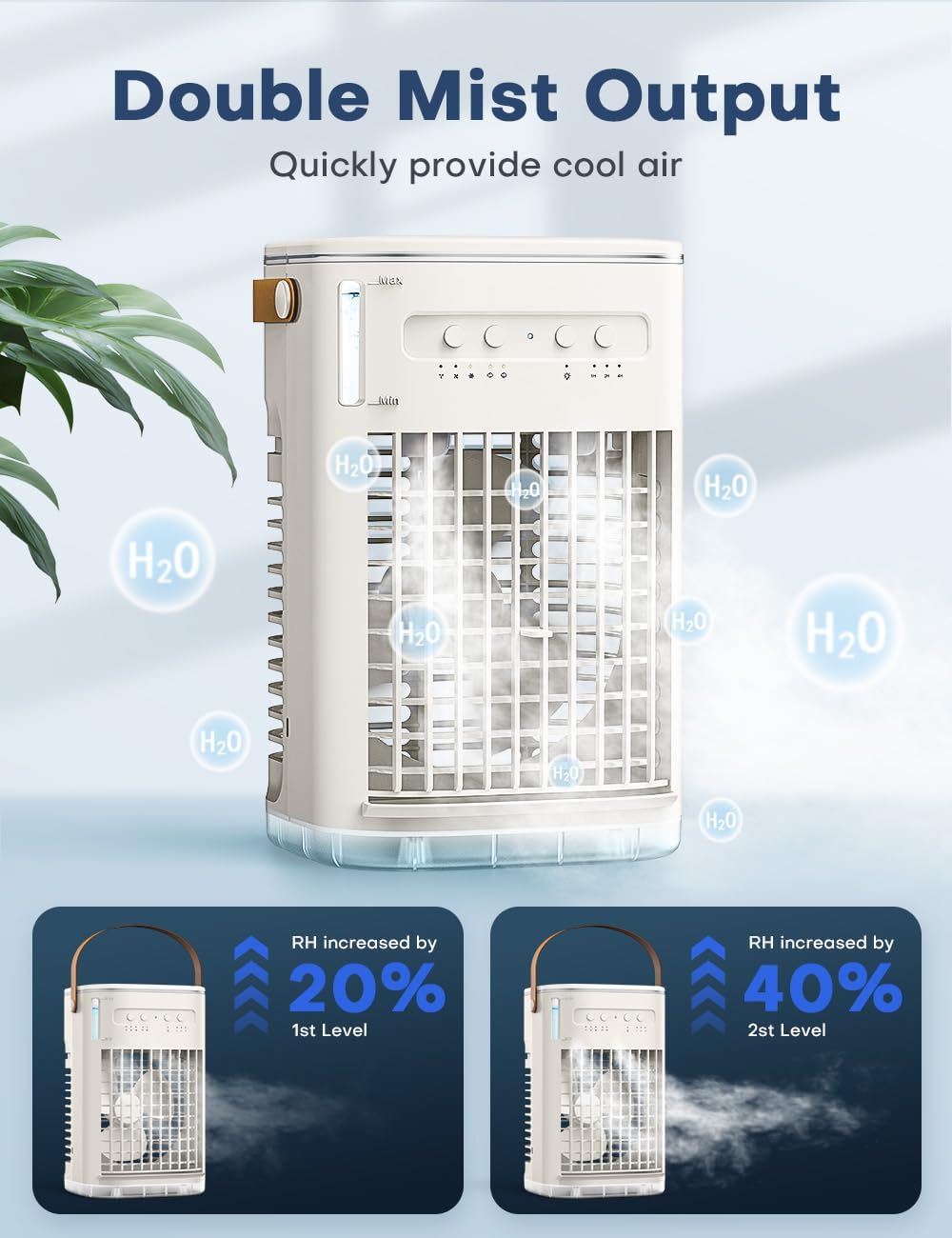 BALKO 3-IN-1 Personal Air Conditioner with Remote, 3 Speeds, 7-Color Night Light, USB Powered Small Air Cooler, Quiet & Powerful Cooling Fan, Mini Evaporative Air Cooler for Room Car - Off-White