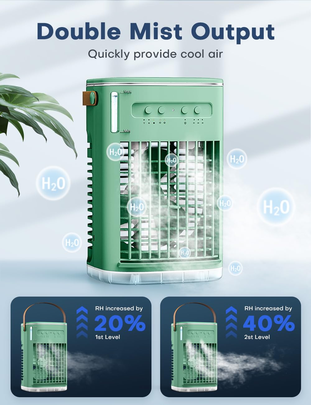 BALKO 3-IN-1 Personal Air Conditioner with Remote, 3 Speeds, 7-Color Night Light, USB Powered Small Air Cooler, Quiet & Powerful Cooling Fan, Mini Evaporative Air Cooler for Room Car Bedroom - Green