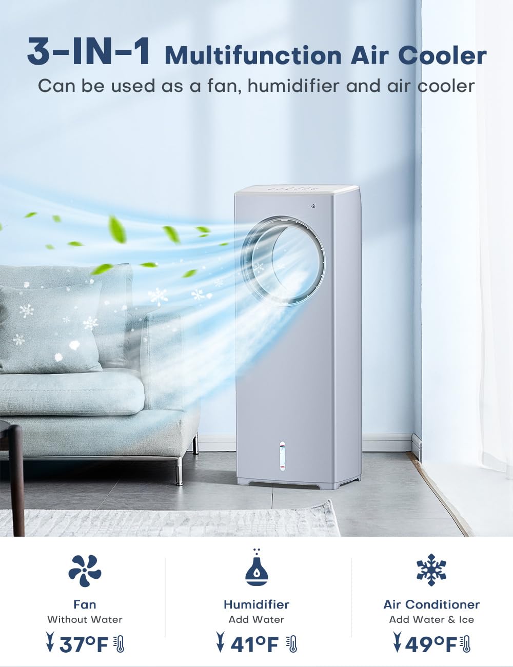 BALKO 1901R Evaporative Air Cooler, Grey-Blue